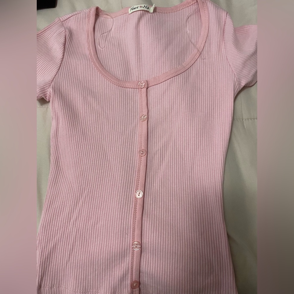 Heart & Hips Pink Button Down Shirt